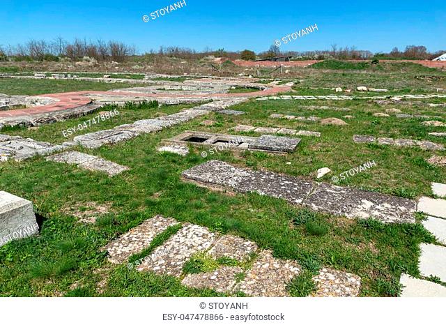 Ruins of The capital of the First Bulgarian Empire medieval stronghold Pliska, Shumen Region, Bulgaria