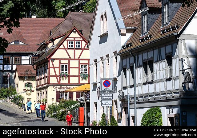 06 September 2023, Saxony, Chemnitz: The warm light of Indian summer falls on the castle district in Chemnitz. The rural idyll between the castle pond and the...