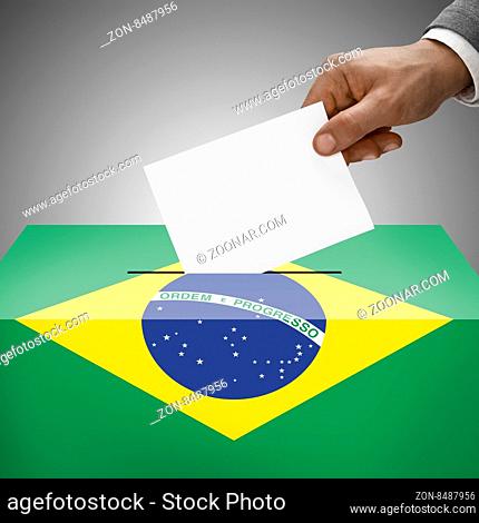 Ballot box painted into national flag colors - Brazil