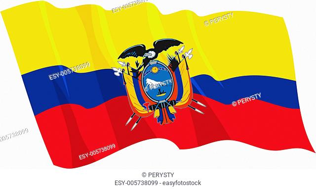 Political waving flag of Ecuador