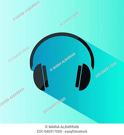 Headphones icon on a blue background with shade