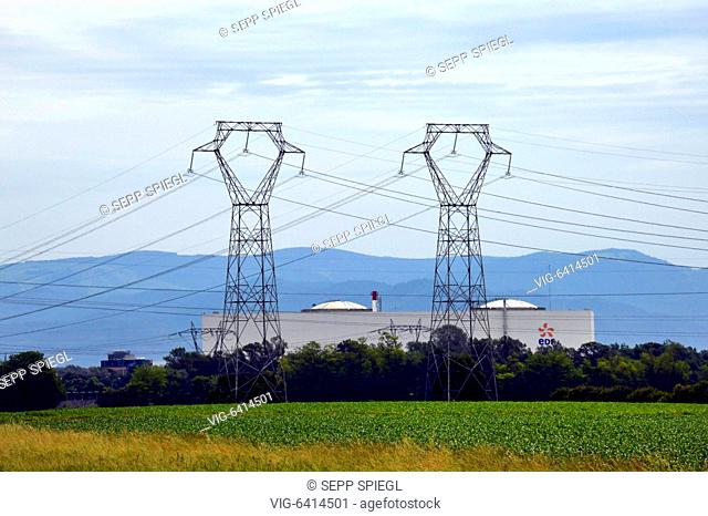 Frankreich, Fessenheim, 09.06.2019 Das Kernkraftwerk Fessenheim (franzoesisch Centrale Nuclaire de Fessenheim, Krzel FSH) ist das aelteste und...