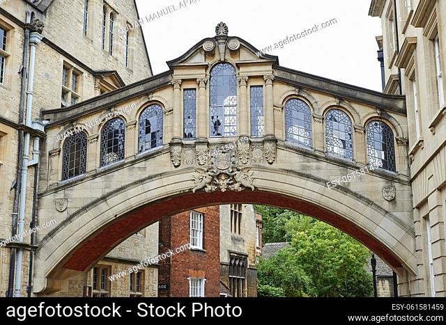 Hertford Bridge, popularly known as the Bridge of Sighs, is a skyway joining two parts of Hertford College over New College Lane, Oxford, Oxfordshire