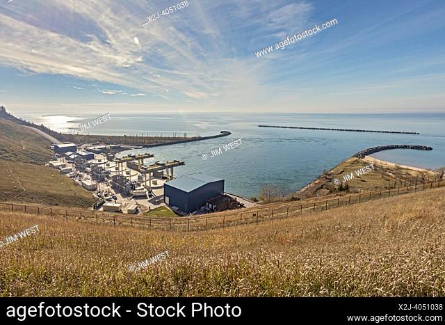 Ludington, Michigan - The outlet on Lake Michigan of Consumers Energy's pumped storage hydroelectric plant. The upper reservoir is 363 feet above the lake level