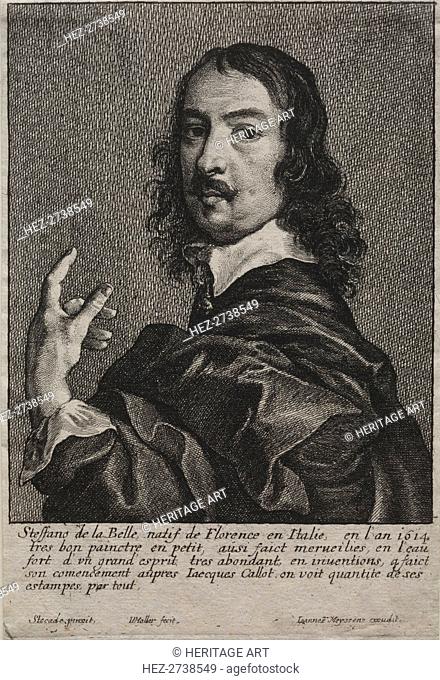 Portrait of Stefano della Bella. Creator: Wenceslaus Hollar (Bohemian, 1607-1677)