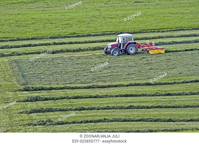 Tractor at work on field