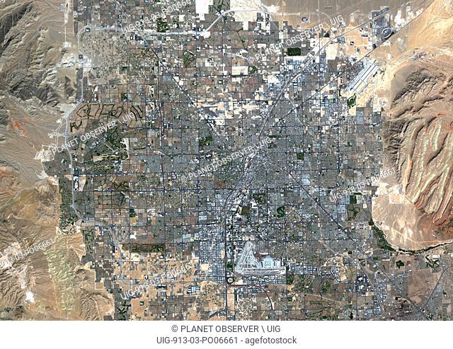 Colour satellite image of Las Vegas, Nevada, USA. Image taken on September 23, 2014 with Landsat 8 data