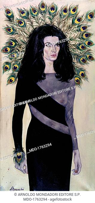 Florinda Bolkan, by Fabrizio Bruschi, 20th Century. Private collection. Whole art work view. Portait of the brasilian actress