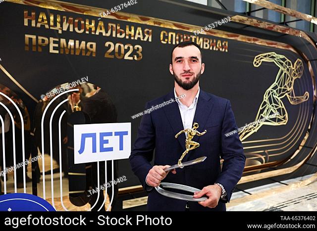 RUSSIA, MOSCOW - NOVEMBER 30, 2023: Russian boxer Muslim Gadzhimagomedov, the winner of the Pride of Russia: Athlete of the Year nomination