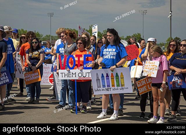 Oxford, Michigan USA - 11 June 2022 - Hundreds rallied for tighter gun control laws in the town where four students were shot and killed at Oxford High School...