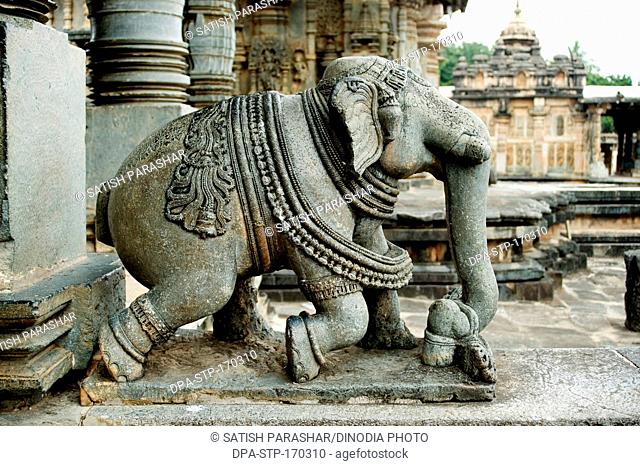 Statue of elephant at chennakesava temple ; Belur ; Hassan ; Karnataka ; India