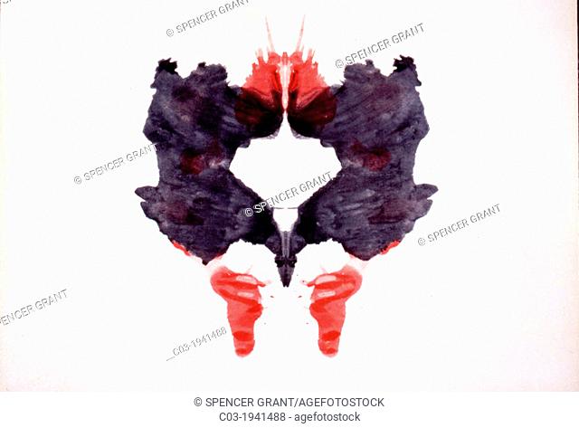 A Rorschach inkblot test image. It is a psychological test in which subjects' perceptions of inkblots are analyzed using psychological interpretation