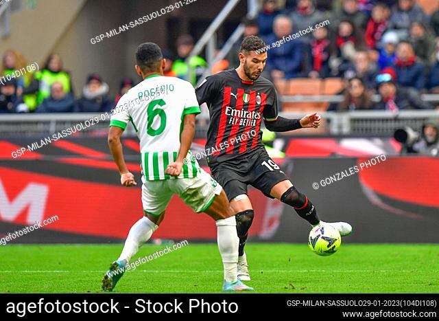 Milano, Italy. 29th, January 2023. Theo Hernandez (19) of AC Milan seen in the Serie A match between AC Milan and Sassuolo at San Siro in Milano