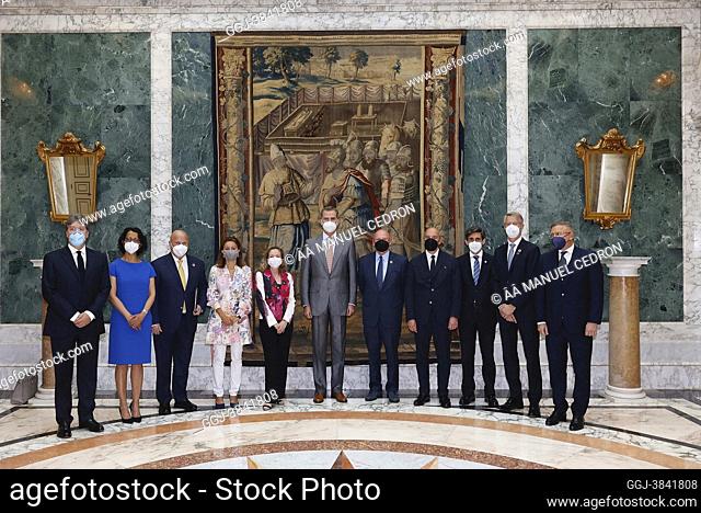 King Felipe VI of Spain attends lunch after Mobile World Congress 2021 opening at Albeniz Palace on June 28, 2021 in Barcelona, Spain