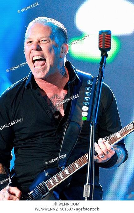 Glastonbury Festival 2014 - Performances - Day 3 - Metallica Featuring: james hetfield Where: Glastonbury, United Kingdom When: 27 Jun 2014 Credit: WENN