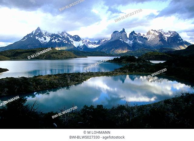 Lake Pehoe, Cerro Paine Grande and Cuernos Del Paine, Chile, Patagonia