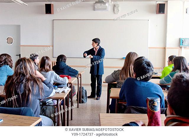 Secundary school classroom, Salesians Sant Vicenç dels Horts, Baix Llobregat, Barcelona, Catalonia, Spain