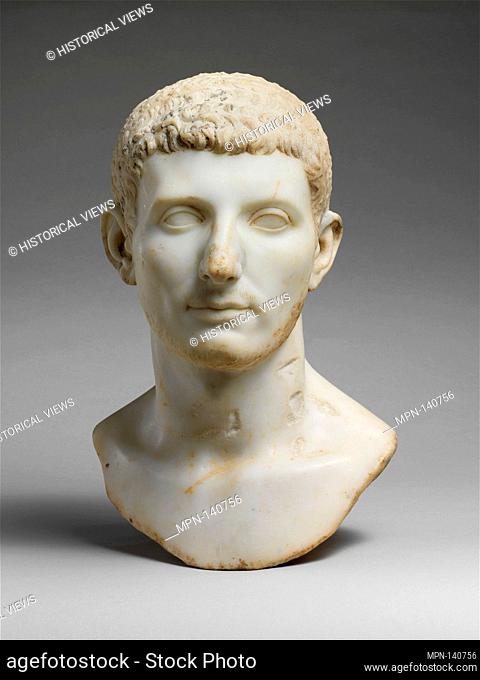 Marble portrait bust of a man. Period: Early Imperial, Flavian; Date: A.D. 81-96; Culture: Roman; Medium: Marble; Dimensions: H. 16 1/2 in. (41