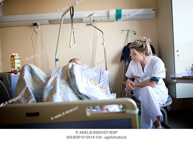 Reportage in the orthopedic service of robert bellanger hospital in france. a nurse
