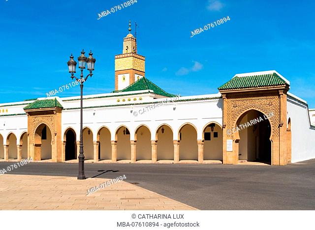 Morocco, Rabat, royal palace, gate with memorial stone for the martyr Ayal Abdallah