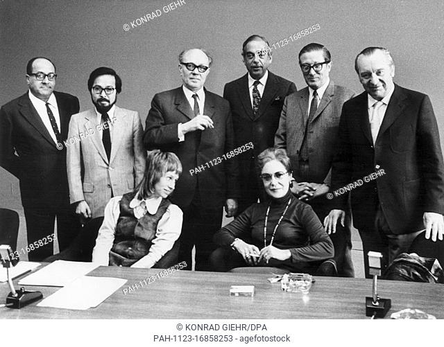 The jury of the 22nd Berlin International Film Festival will meet for its first meeting on 23 June 1972 in the Congress Hall in Berlin: (l-r) Julio Coll (Spain)