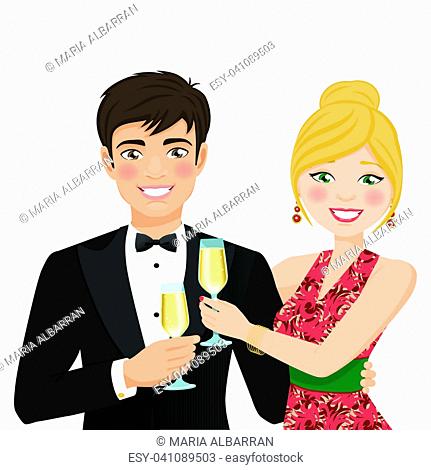 A man and a woman with fancy clothes. Vector illustration