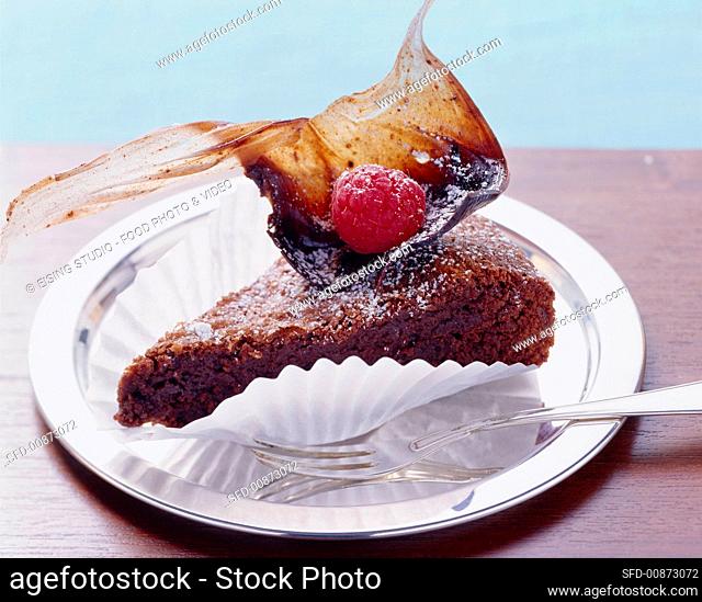 Torta di cioccolato (Chocolate cake with raspberries, Italy)