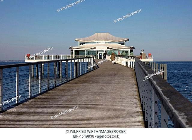Mikado Tea House, pier, Timmendorfer Strand, Baltic Sea coast, Lübeck Bay, Schleswig-Holstein, Germany