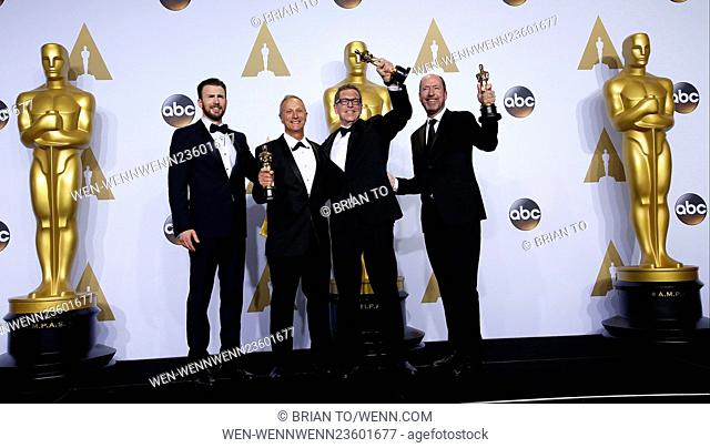 88th Academy Awards (Oscars) at Loews Hollywood Hotel - Press Room Featuring: Chris Evans, Ben Osmo, Gregg Rudloff, Chris Jenkins Where: Los Angeles, California