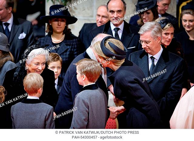 Members of the Royal Family of Belgium attend the funeral of Queen Fabiola of Belgium at the Saint Michael and Saint Gudula cathedral in Brussels, Belgium