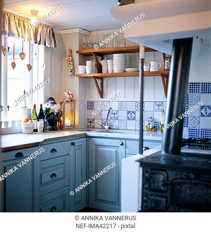 Interior from a kitchen with Christmas decorations