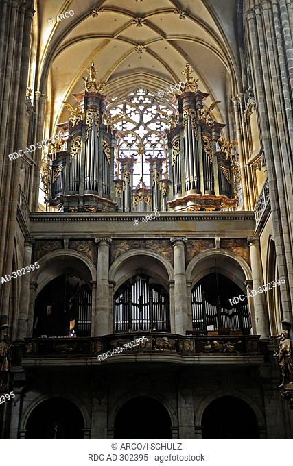 Organ gallery, St Vitus cathedral, Prague, Bohemia, Czech Republic