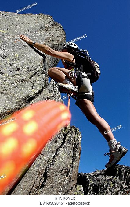 female rock climber, France, Vanoise