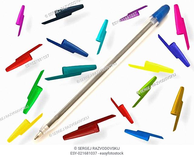 Pen With Multicolored Caps