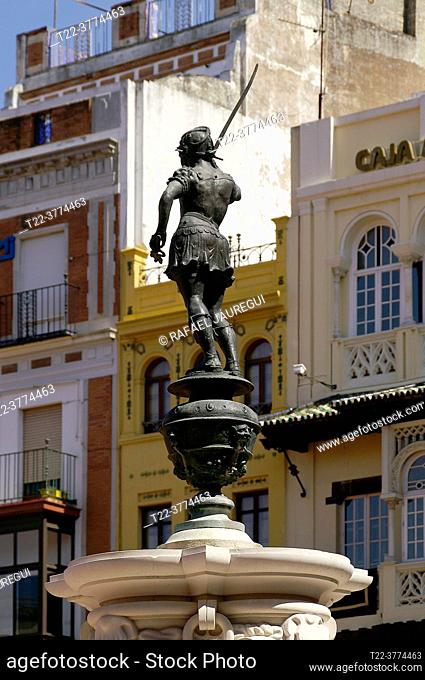 Seville (Spain). Mercury Fountain in the Plaza de San Francisco in the city of Seville