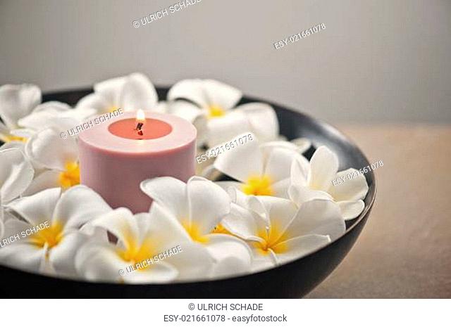 Frangipani flower and candle decoration