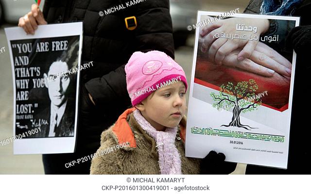 About 30 people met in Prague's centre today, on Saturday, January 30, 2016, to express solidarity with Palestinians living in the historical Palestine area in...