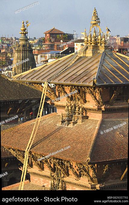 Nepal, Patan, Durbar Square, skyline, Bhimsen Temple, , Credit:Tibor Bognar / Avalon