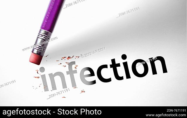 Eraser deleting the word Infection