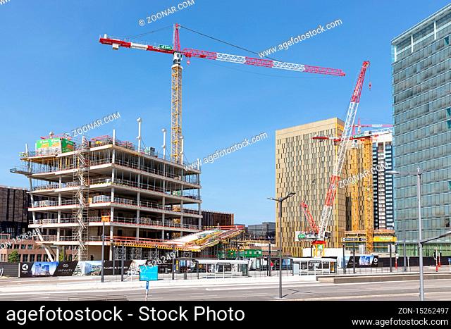 Luxembourg city, Luxembourg- August 19, 2018: Building site new office building in Kirchberg, European Union district of Luxembourg city