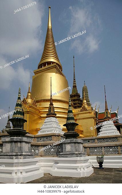 Thailand, Asia, Bangkok, Wat Phra Kaew, Temple, Emerald Buddha, buddhism, Religion, culture, Chedi, golden, Southeast
