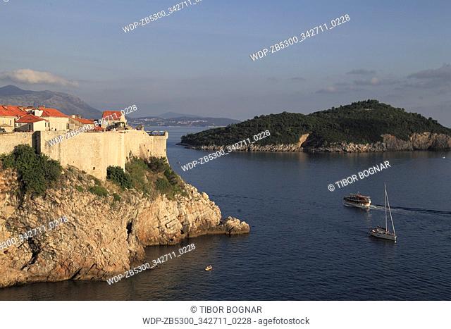 Croatia, Dubrovnik, old town, city walls, St Peter Fortress, Lokrum Island