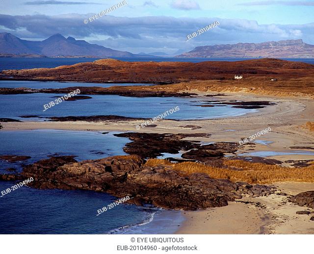 Sanna Bay with from left to right the Isle of Rum and Isle of Eigg beyond