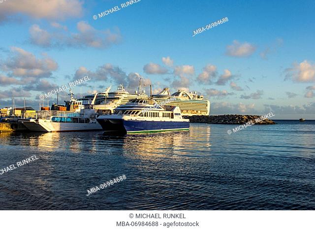The port in Basseterre at sunset, St. Kitts and Nevis, Carribean