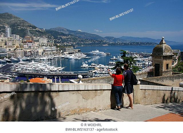 view on the yacht harbour of Monte Carlo, from the way to the Grimaldi Palace, France, Monaco