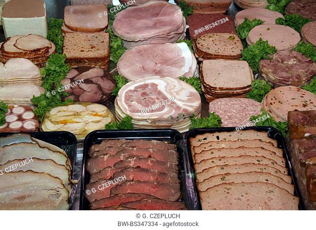 sliced sausage products for sale in a butchery