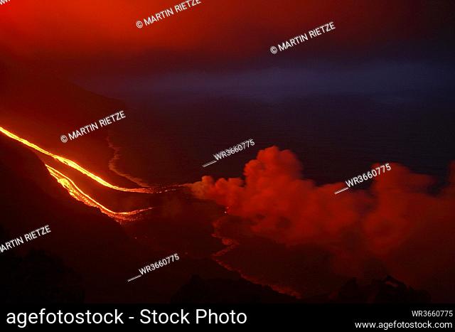 Italy, Stromboli volcano, eruptions