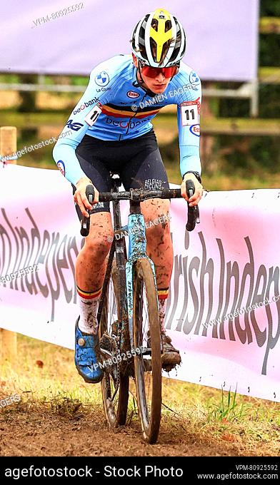 Belgian Senn Bossaerts pictured in action during the men's Junior race of the World Cup cyclocross cycling event in Dublin, Ireland