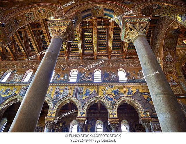 Mosaics of the Norman-Byzantine medieval cathedral of Monreale, province of Palermo, Sicily, Italy