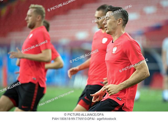 18 June 2018, Russia, Moscow: Soccer, World Cup, Poland's final training ahead of the Group H match Poland vs Senegal in the Spartak Stadium